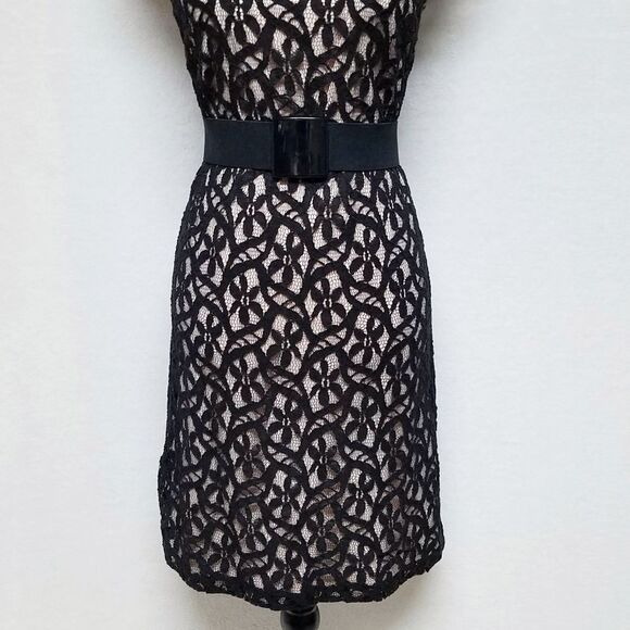 R&k Originals Black Floral Lace Overlay Cap Sleeve Shift Dress 6 - Picture 5 of 12
